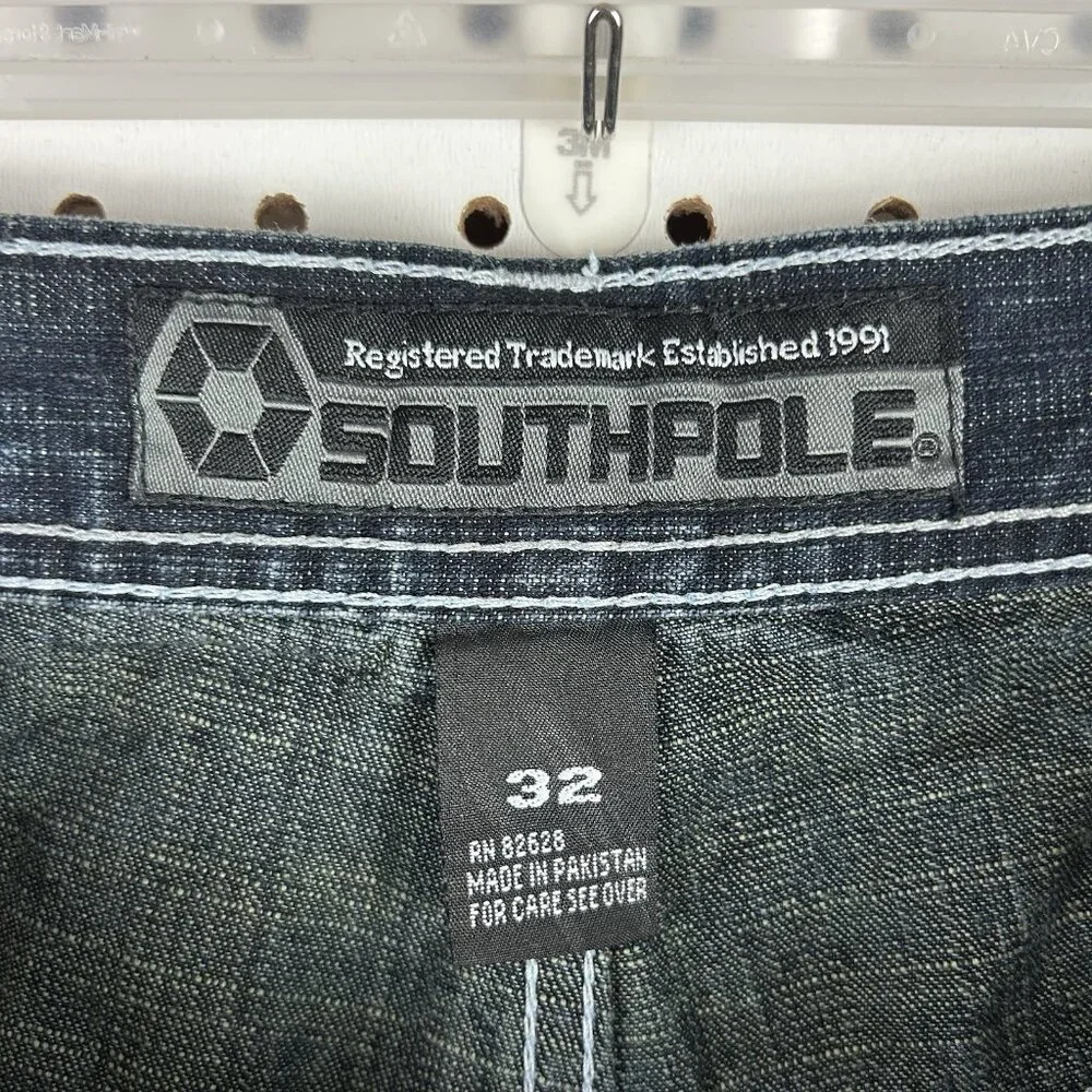 Southpole Y2K Baggy Jeans 32x30 Blue Denim Streetwear Skater Cyber Punk‎ Grunge - Picture 6 of 7